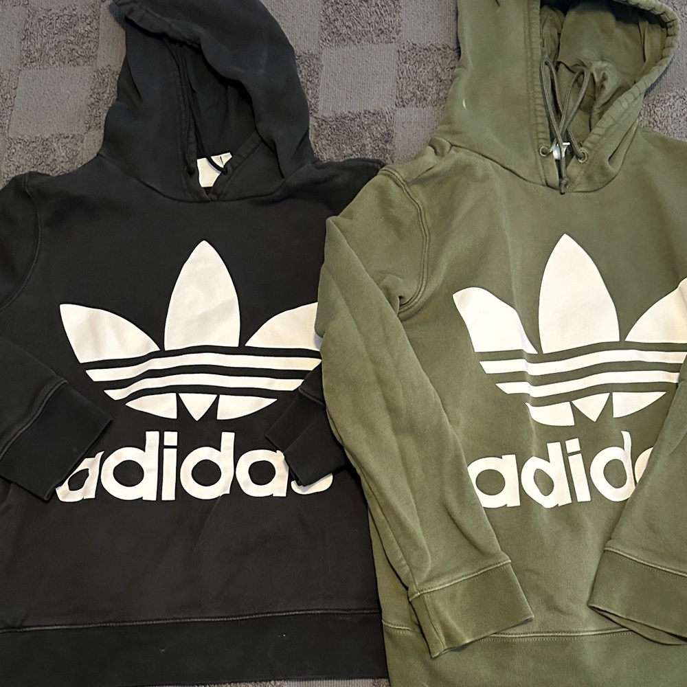 adidas Black and Green Logo Hoodies